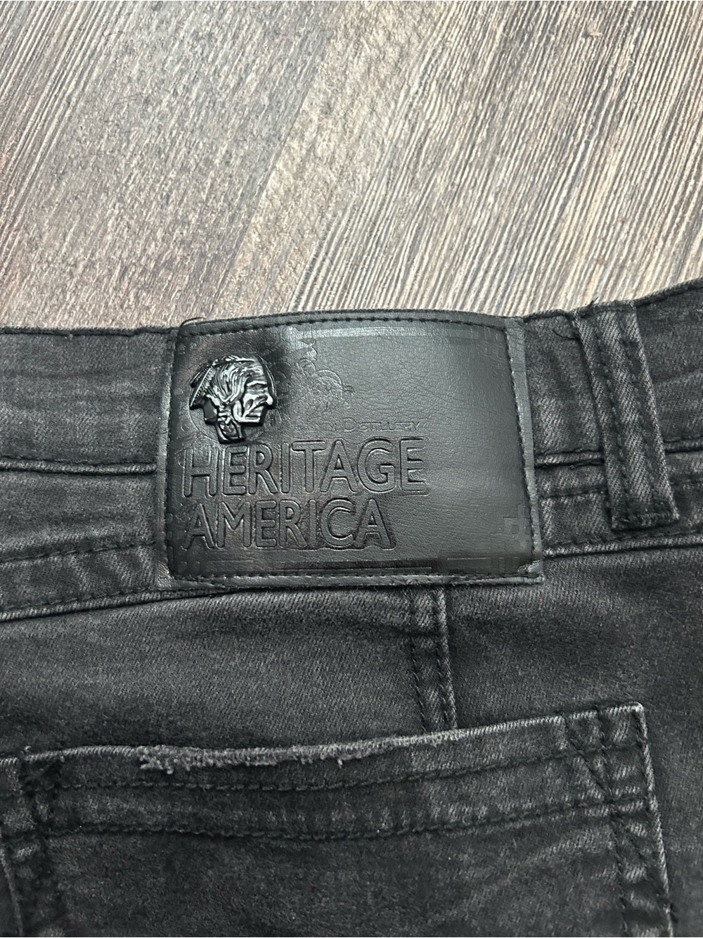 EUC Mens Heritage America 1776 Denim Distillery Distress Patchwork Punk Goth - Picture 8 of 13